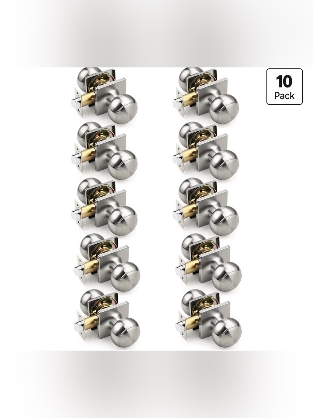 KNOBWELL Brushed Nickel Closet Door Knob with Square Rosette